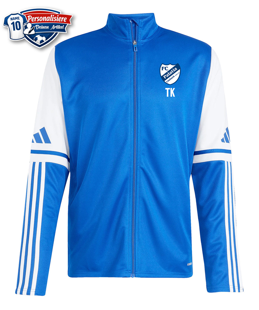 Sportjacke, Reißverschluss, Longsleeve, Blau, Trikot-Style